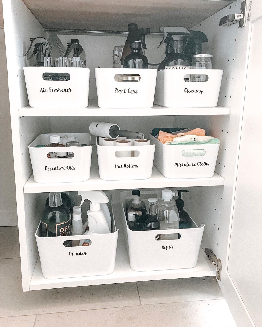 Closet with Bins for Specific Items. Photo by Instagram user @thehousethatjessbuilt