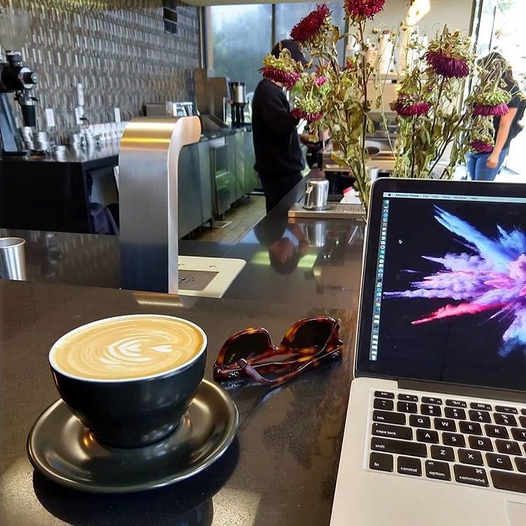 Diner Sitting at the Counter of a Coffee Shop. Photo by Instagram user @slapfacecoffee