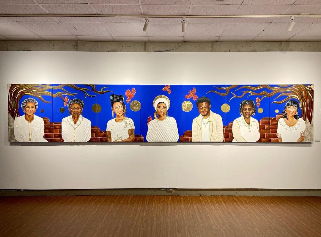 Painting by Myah Freeman inside of the FSU Museum of Fine Arts. Photo by Instagram user @myahnart