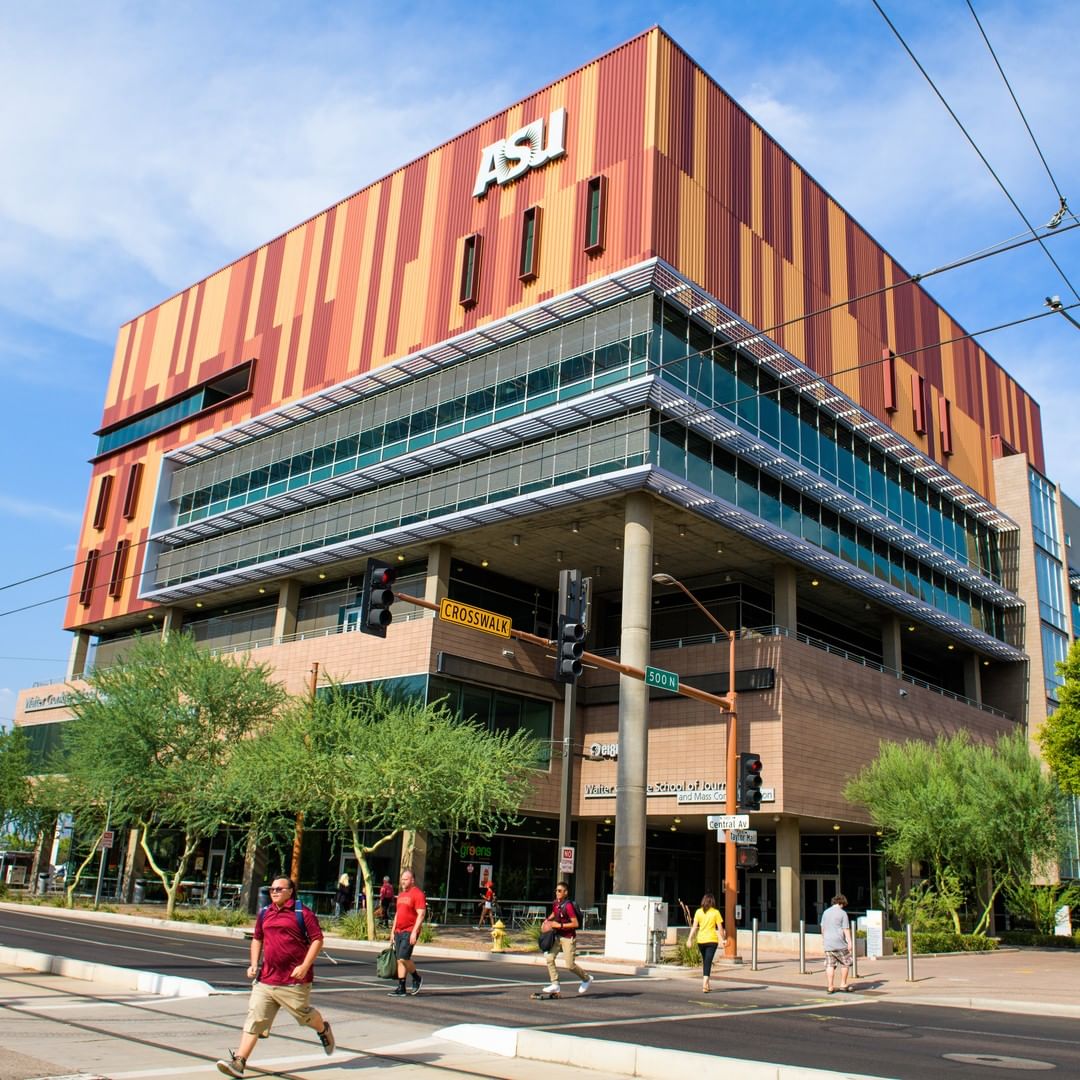 Arizona State University's Walter Kronkite School of Journalism at midday. Photo by Instagram user @asufoundation