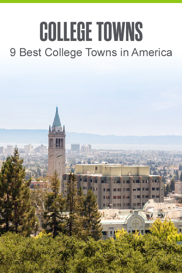 Pinterest graphic: College Towns: 9 Best College Towns in America