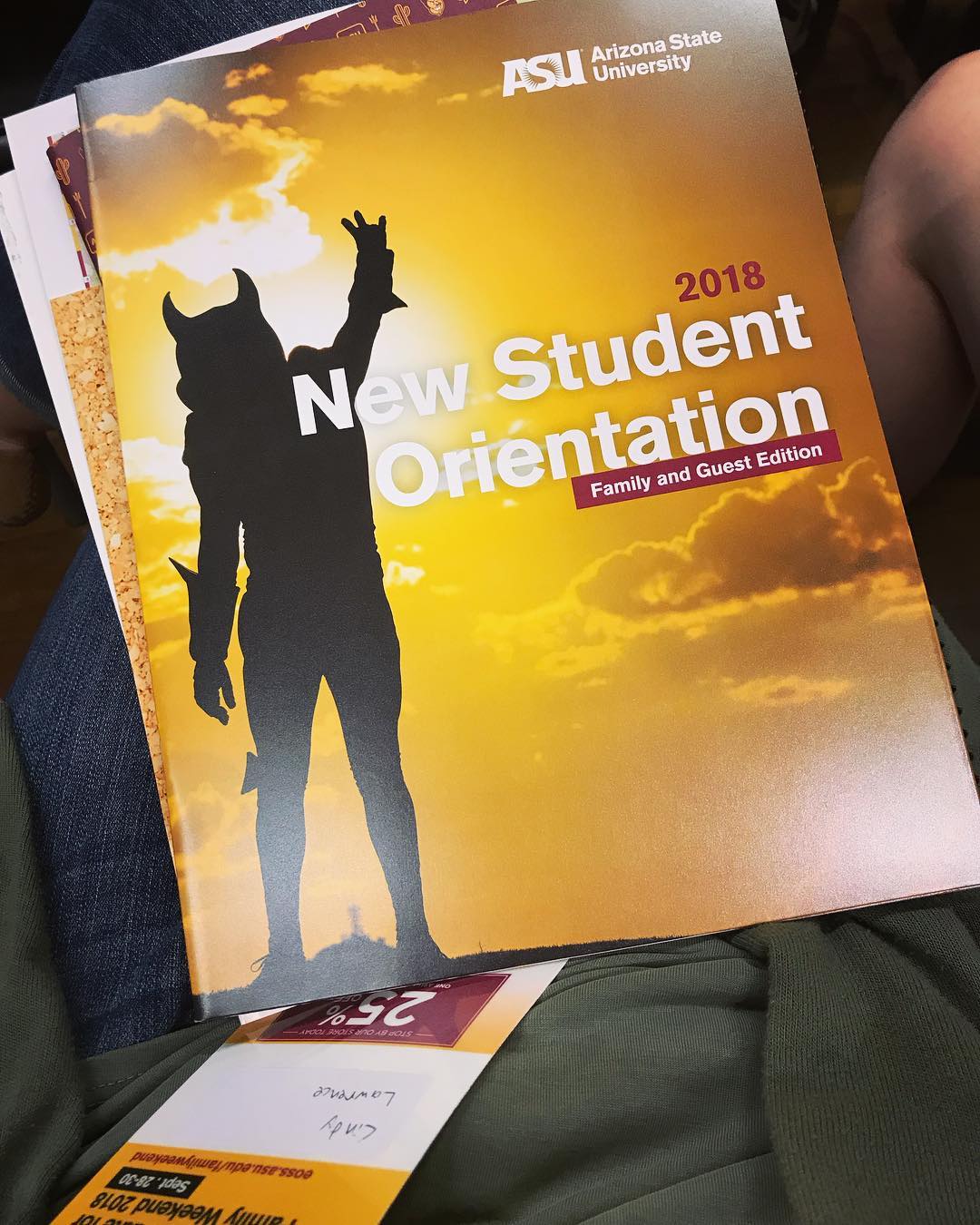 ASU New Student Orientation Packet. Photo by Instagram user @cindyleelawrence