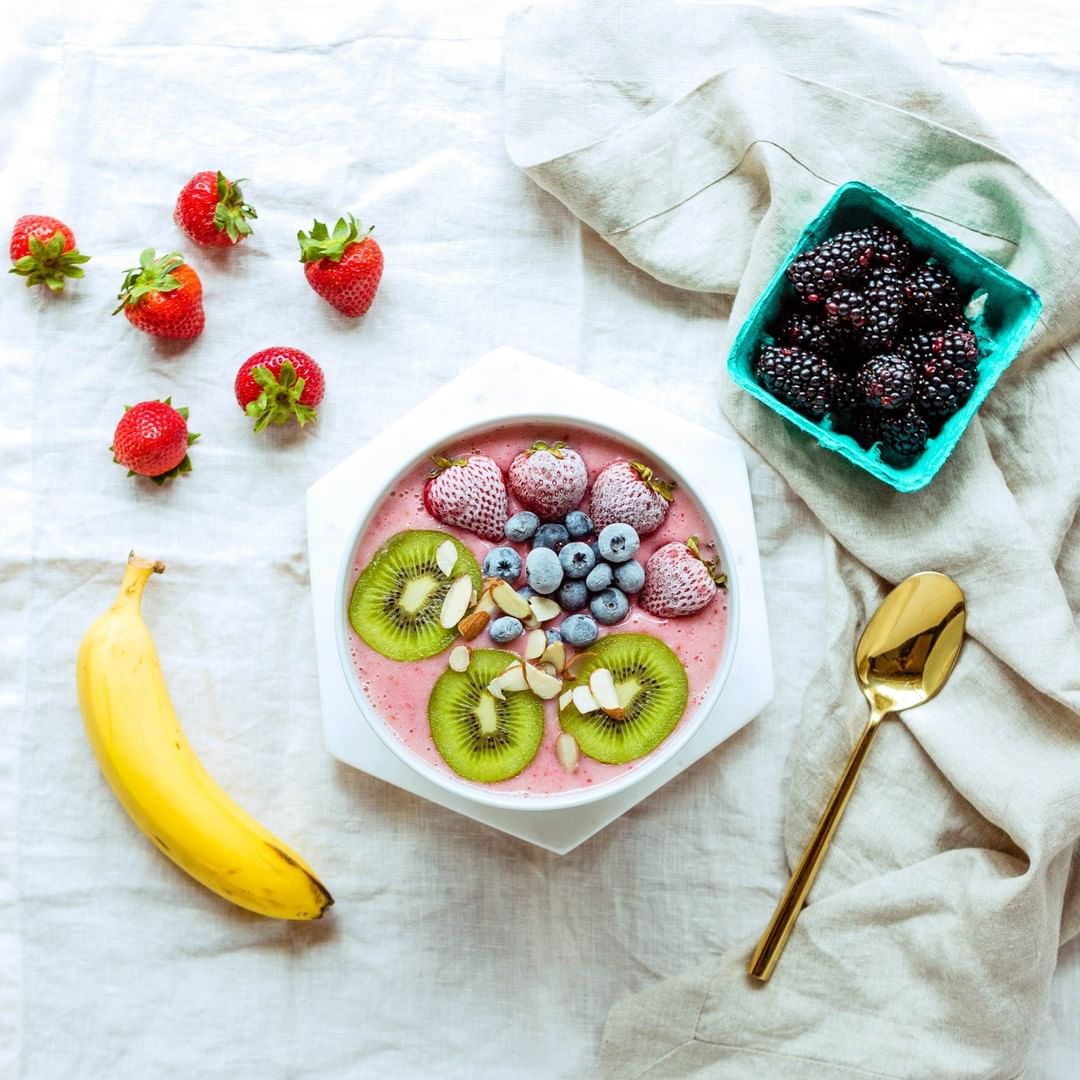 Smoothie Bowl on a Table. Photo by Instagram user @britandco