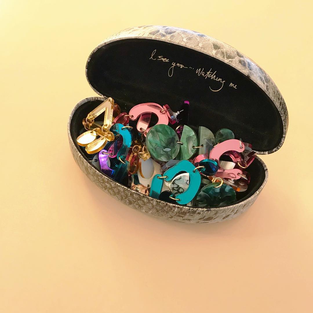 Sunglasses Case Used as Storage for Earrings. Photo by Instagram user @northsidesouthside