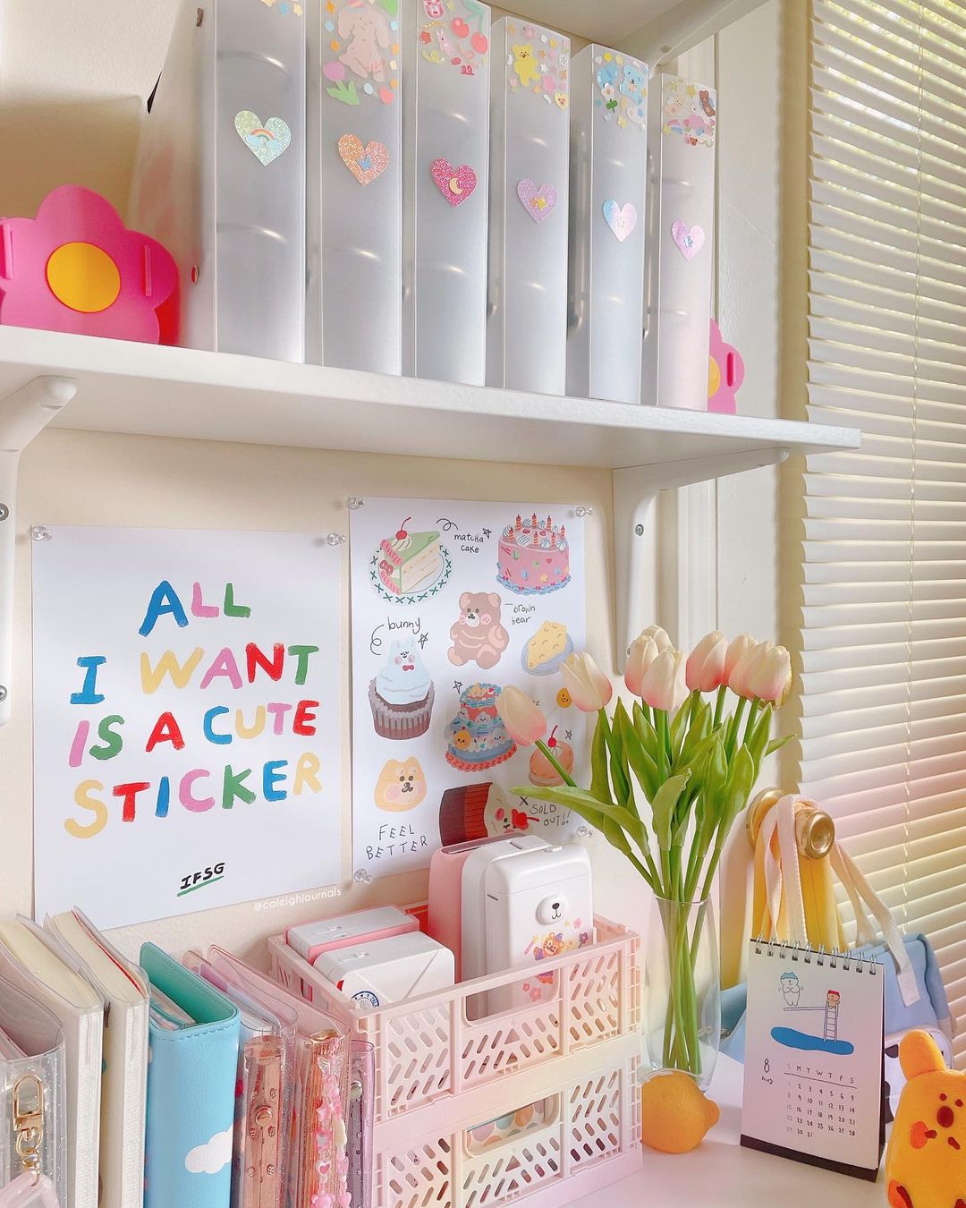 Desk Organization with Magazine Boxes. Photo by Instagram user @caleighjournals