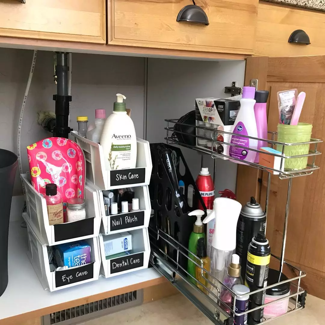What You Should (and Shouldn't) Store Under the Kitchen Sink  Bathroom storage  organization, Dorm organization, Dorm room organization
