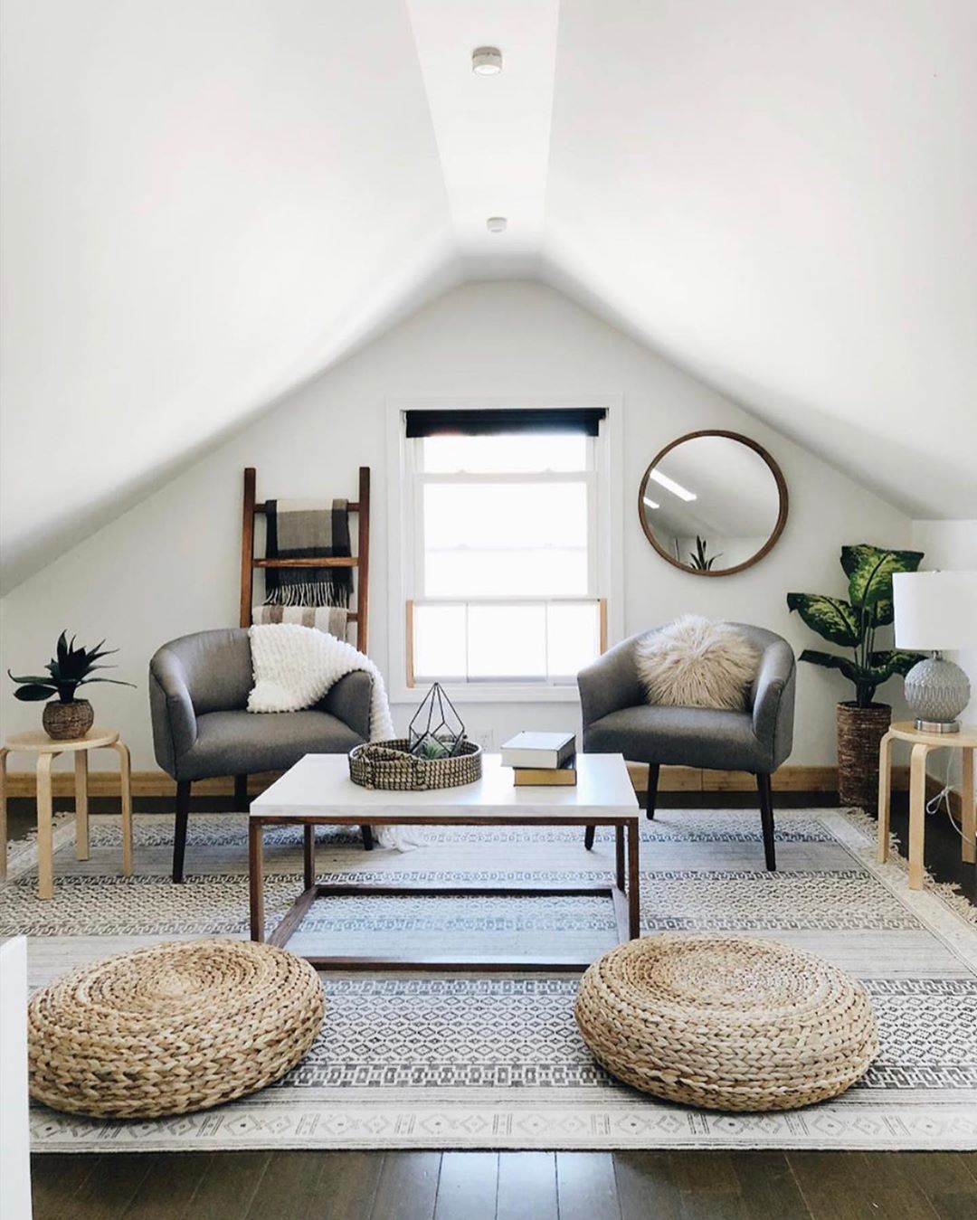 Finished attic with living room. Photo by Instagram user @arborand.co