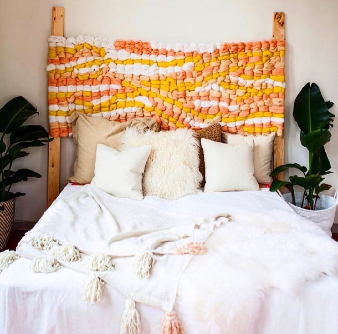 Crochet headboard for teen's bed.