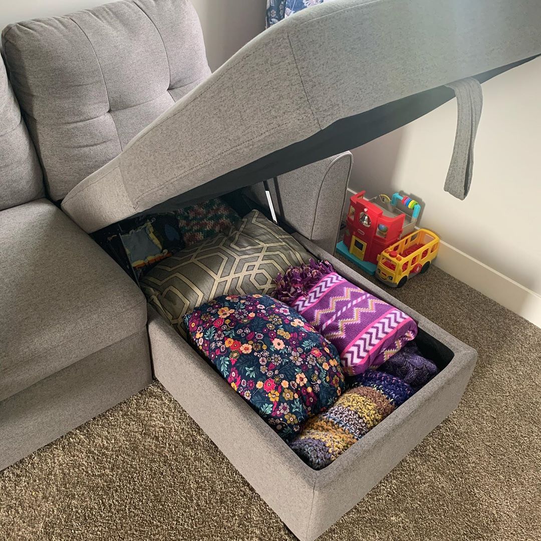 Couch with Hidden Storage Compartment. Photo by Instagram user @keep.calm.and.clean.on