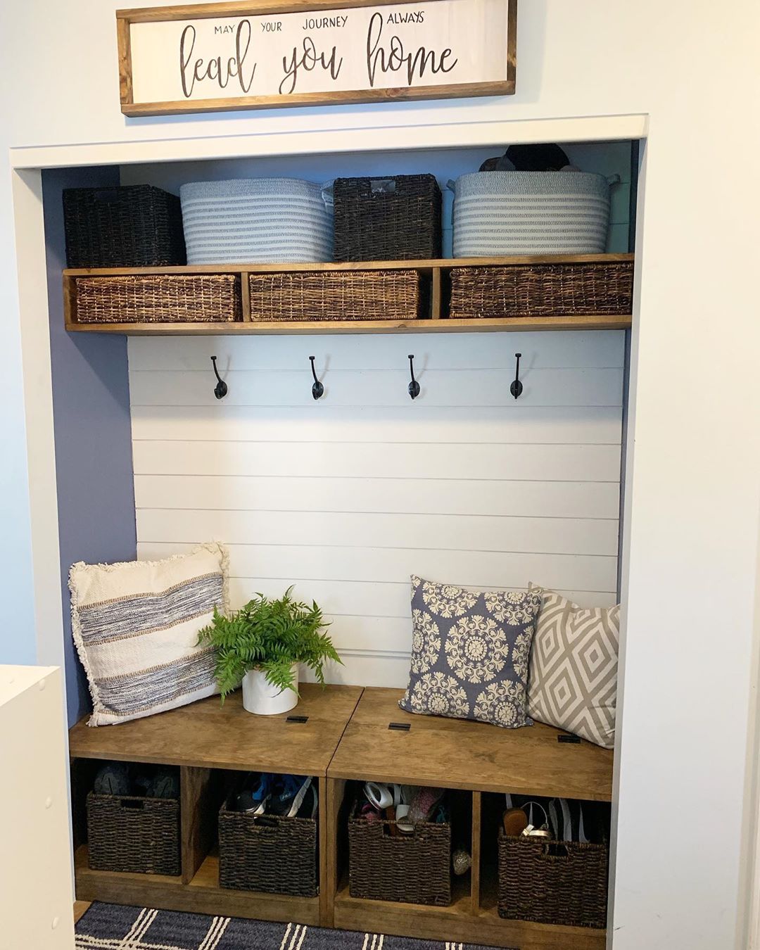 Closet mudroom. Photo by Instagram user @victorianpetalshome