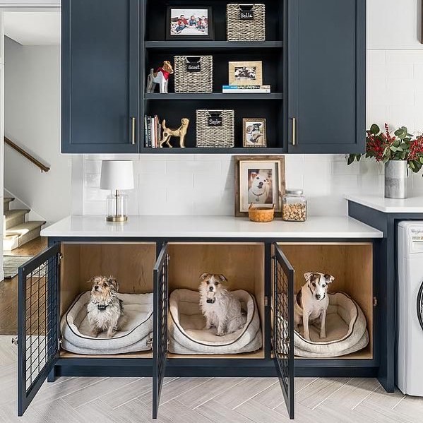 Dog Pens in Laundry Room. Photo by Instagram user @mellybeeb