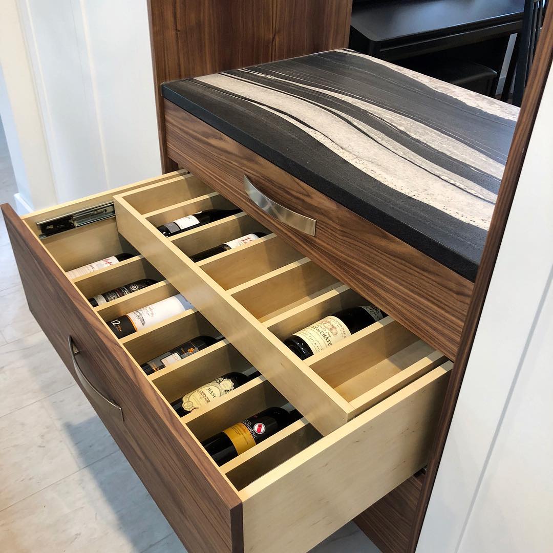 Kitchen Cabinet with Multiple Wine Drawers. Photo by Instagram user @marvel_cabinetry