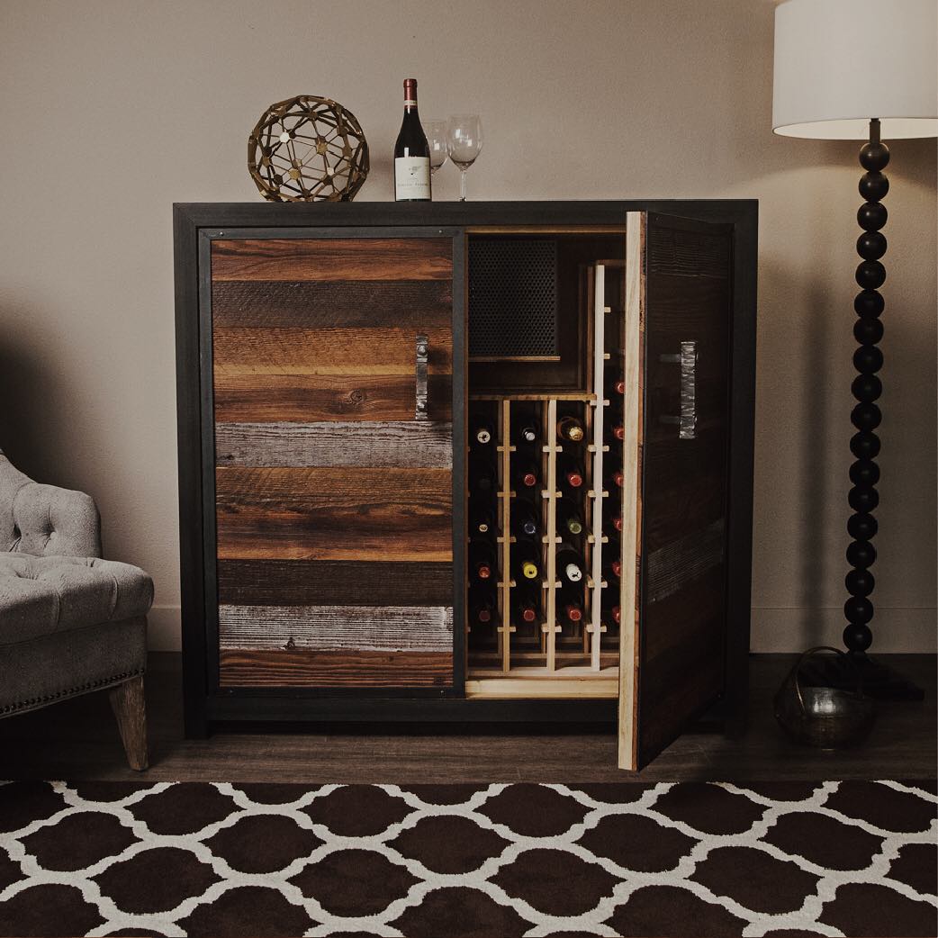 Custom-Built Wooden Credenza Used to Store Wine Bottles. Photo by Instagram user @sommiwinecellars