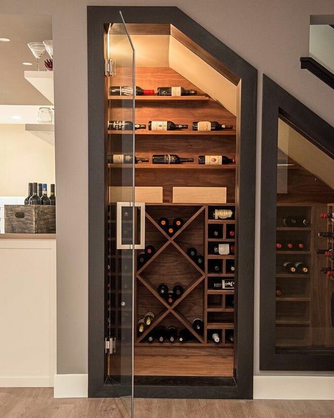 Wine Storage in the Basement Underneath a Staircase. Photo by Instagram user @lokalmente