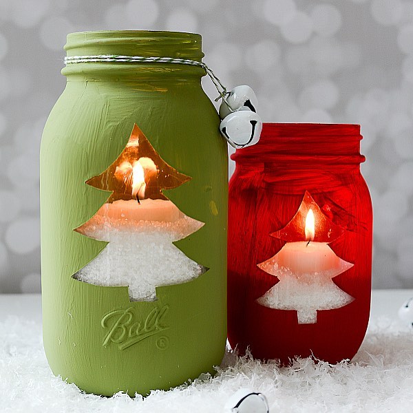 Homemade Christmas Votives Made From Mason Jars. Photo by Instagram user @masonjarcraftslove