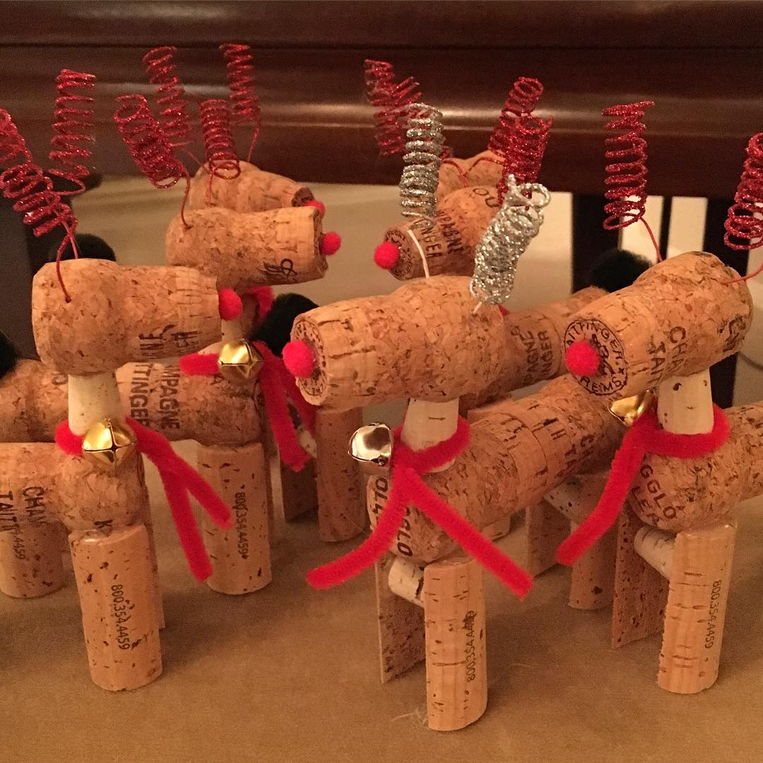 Small Homemade Reindeer Made From Corks from Wine Bottles. Photo by Instagram user @emilymichael1
