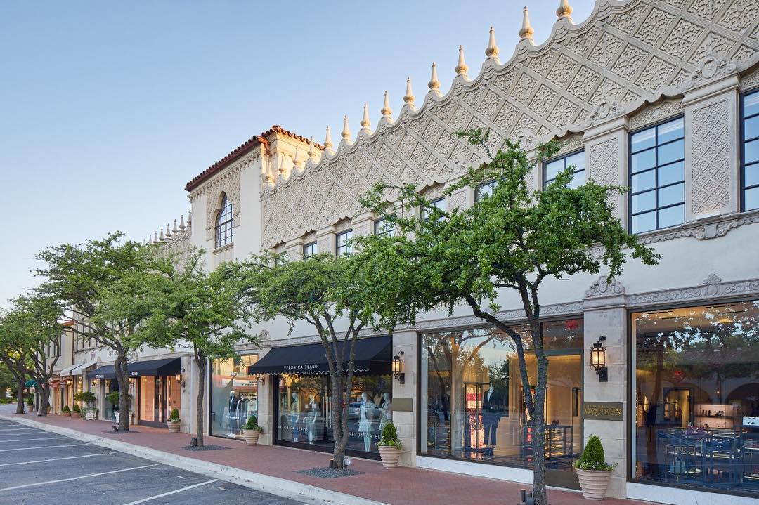 Front of stores at Highland Park Village shopping center Photo by Instagram user @hp_village