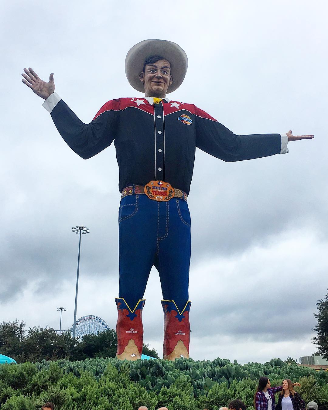 Large cowboy statue on the Texas State Fairgrounds Photo by Instagram user @kvuenews