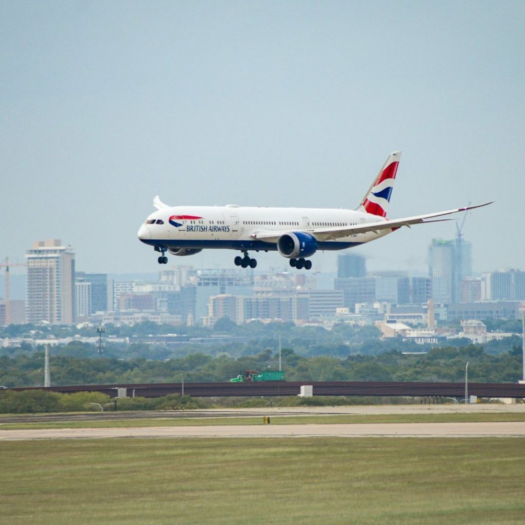 A British Airways plane departing from Austin's airport. Photo by Instagram user @ausairport