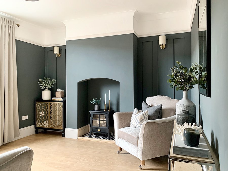 Living room matte paint color. Photo by Instagram user @charworthhomes