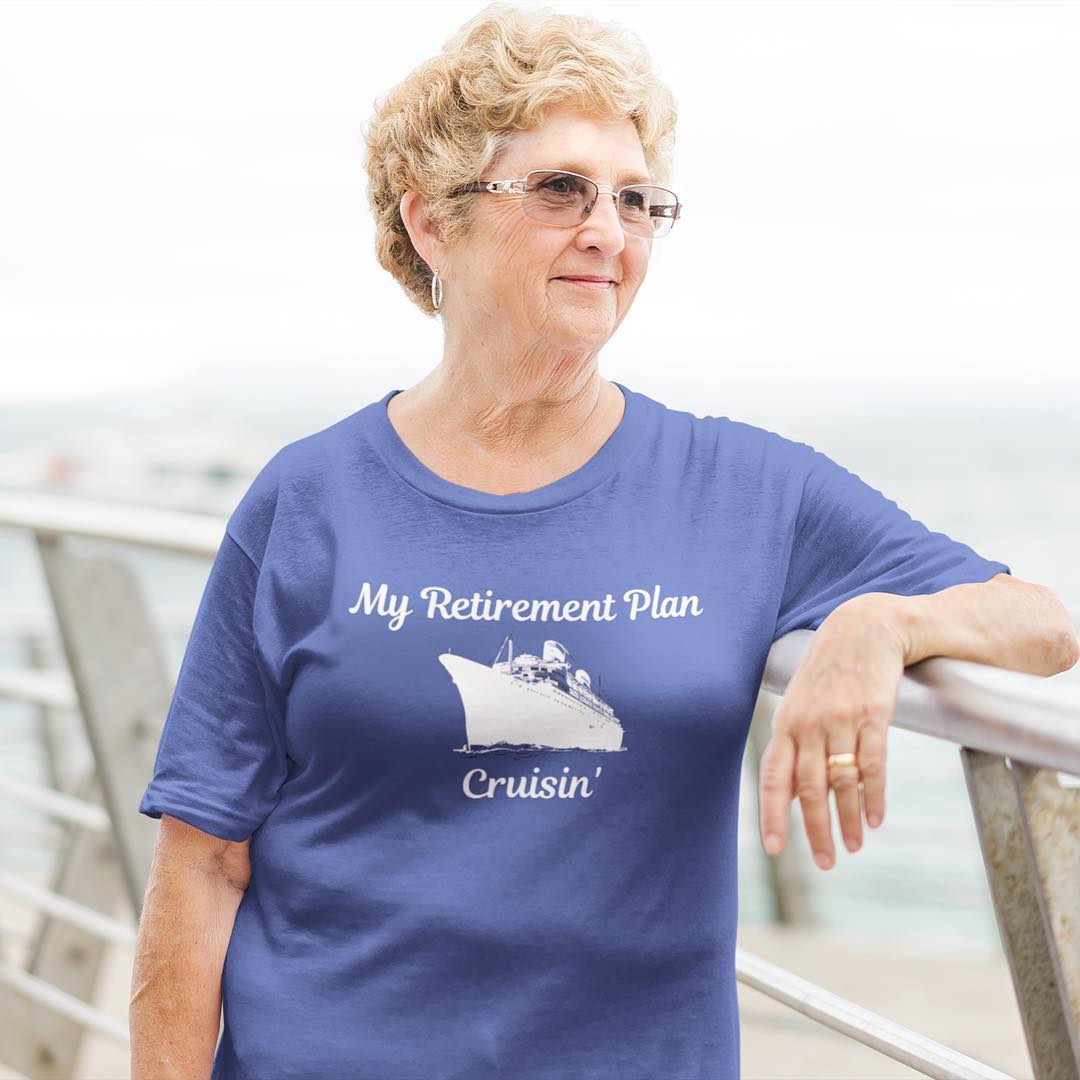 Elderly Woman Leaning on a Cruise Ship Railing. Photo from Instagram user @teaberry_thyme