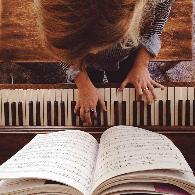 Overhead Shot of Woman Playing Piano. Photo by Instagram user @jlmusicdance