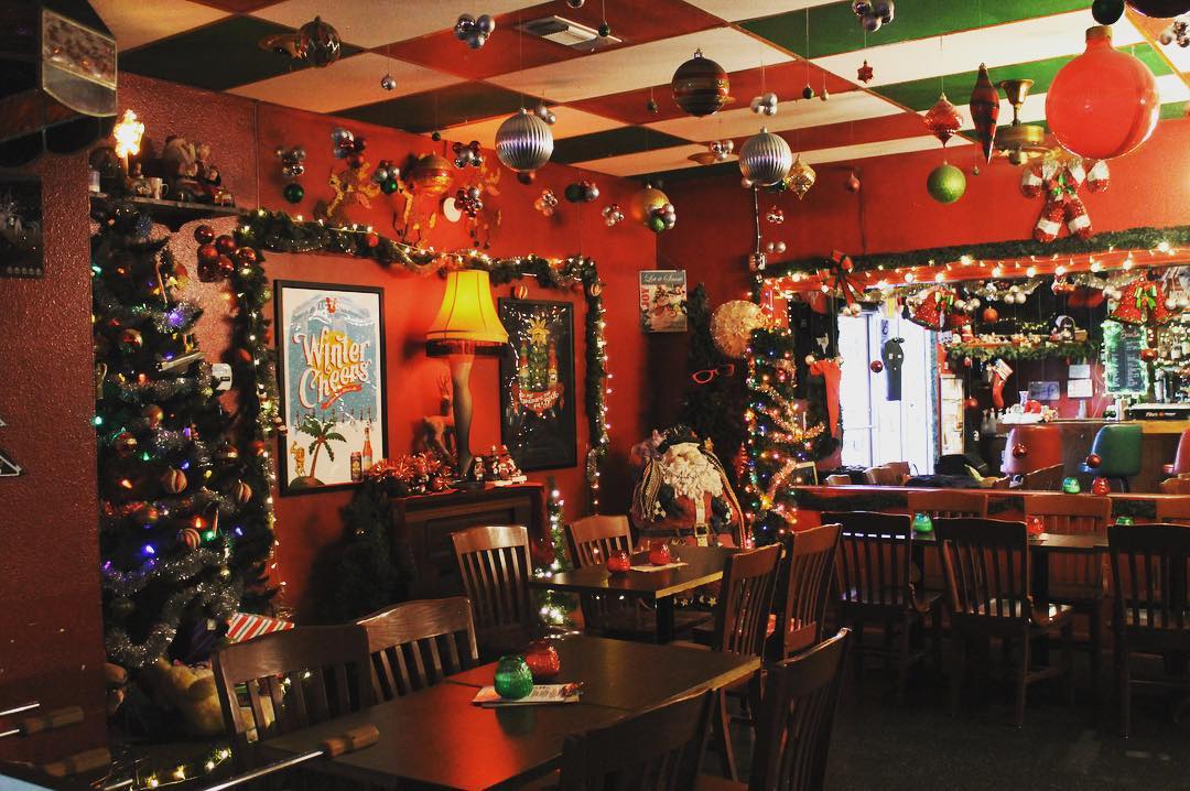 Inside Lala's Little Nugget decorated for Christmas in Austin, Texas. Photo by Instagram user @_lalaslittlenugget_