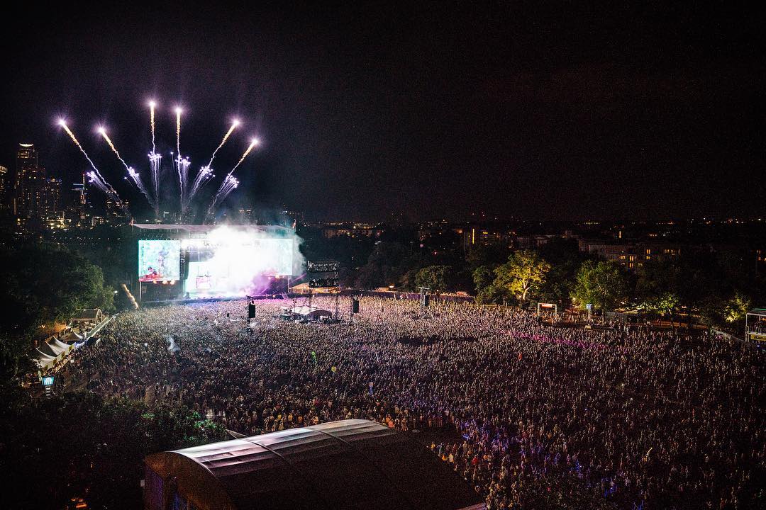 Concert goers stand in a packed crowed for Austin City Limits. Photo by Instagram user @aclfestival