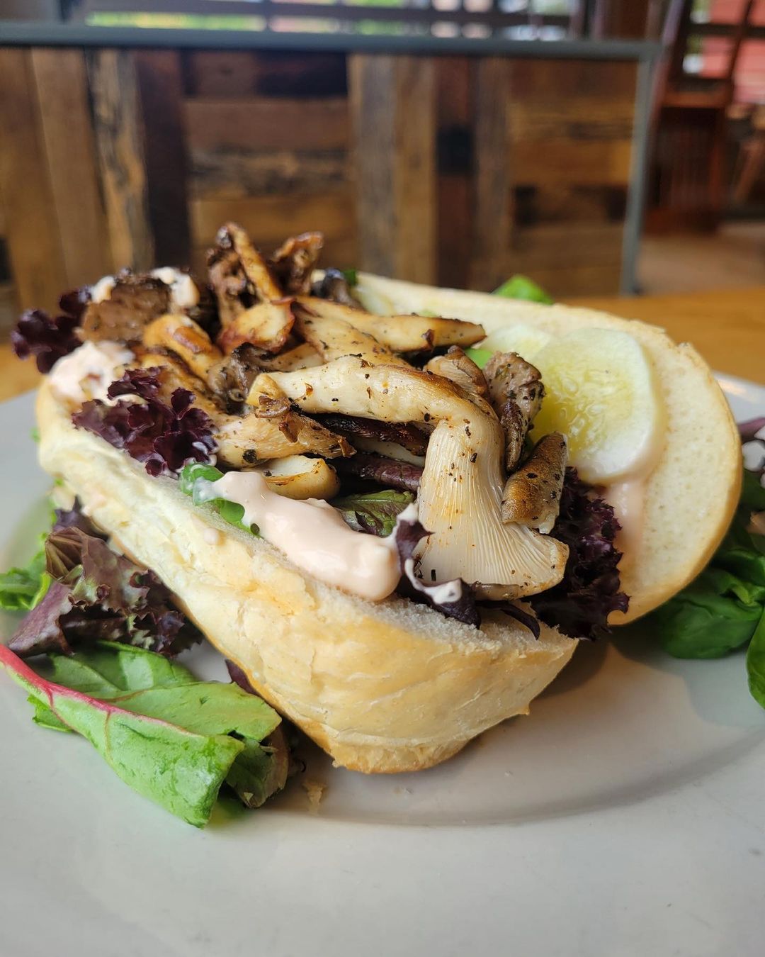Grilled Mushroom Po Boy from The Wild Cow Vegetarian Restaurant. Photo by Instagram user @thewildcow