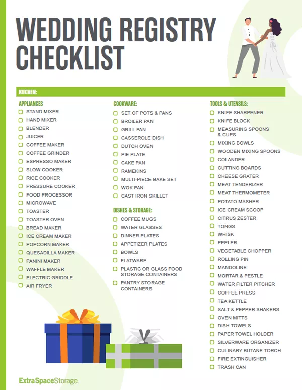 A wedding registry checklist