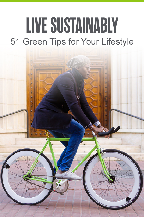 Pinterest graphic: Live Sustainably: 51 Green Tips for You Lifestyle