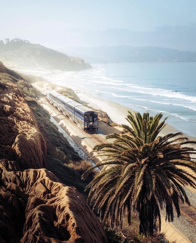 train along coast line. photo via@sandiego_mom_