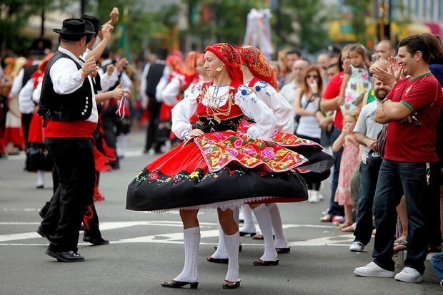 Dancers performing a traditional Portugese dance during a parade. Photo by Instagram user @newarkhappening
