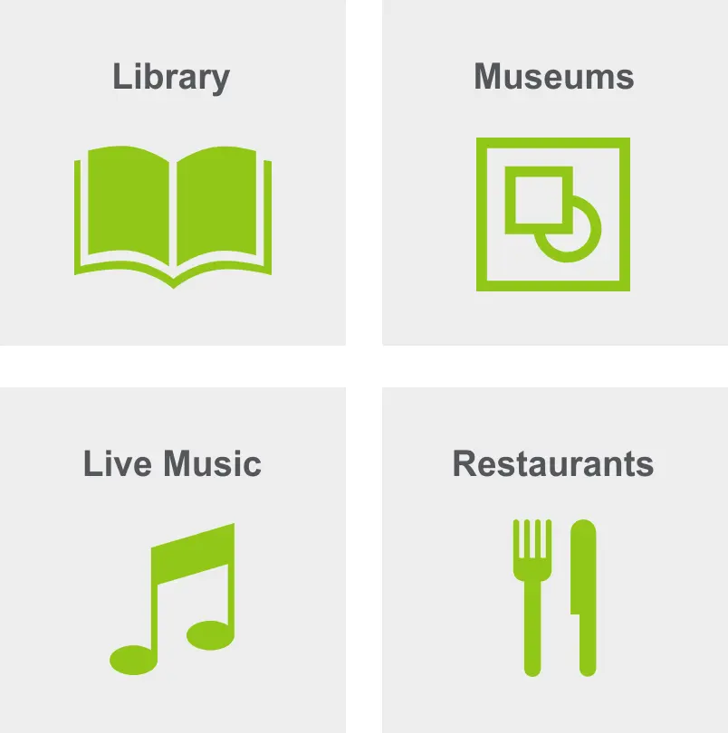 Activites in Queen Anne include a library, museums, live music, and restaurants. 