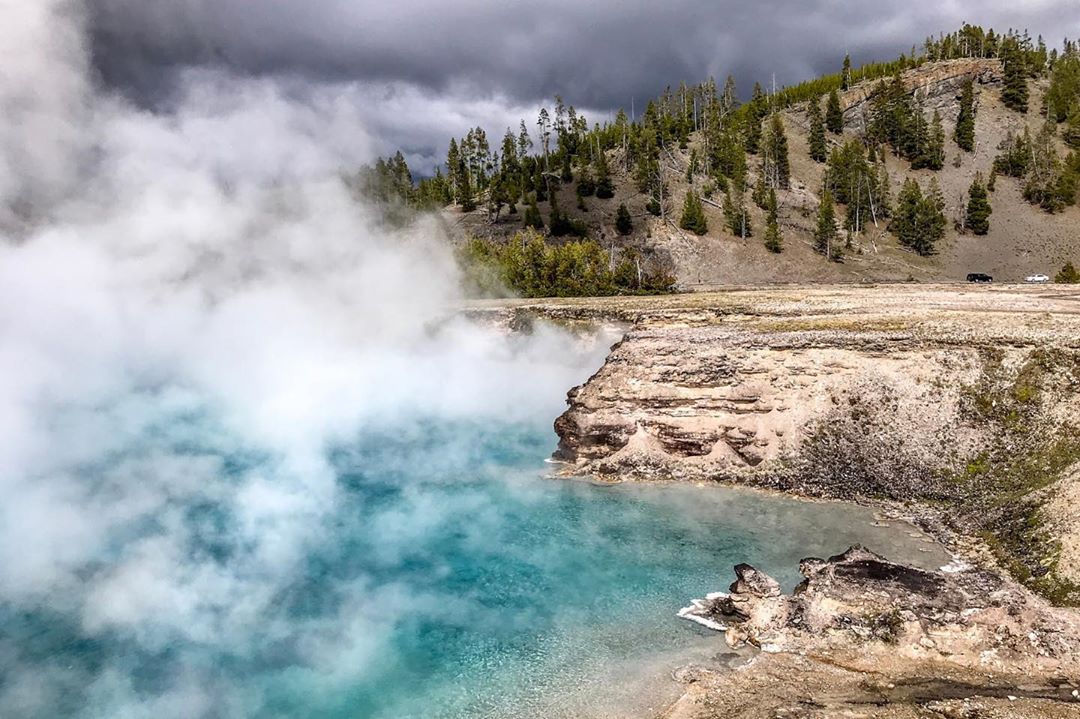 Steam coming off of water at Yellowstone National Park. Photo by Instagram user @gabaccia