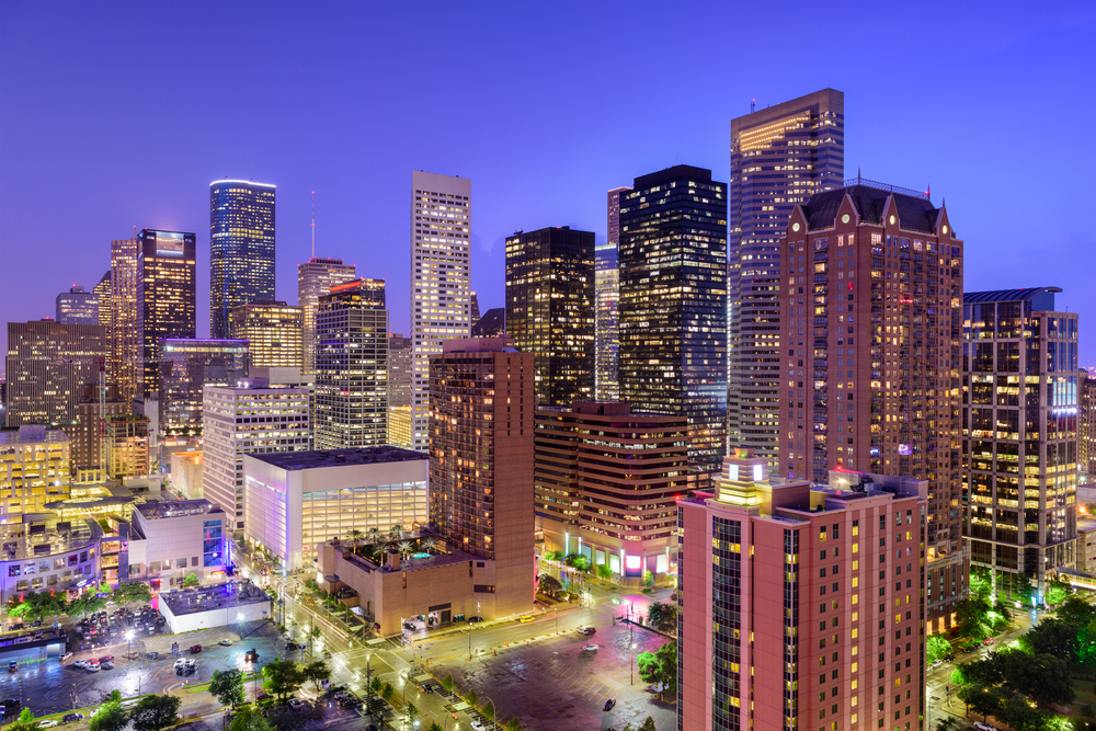 Downtown Houston skyline at night