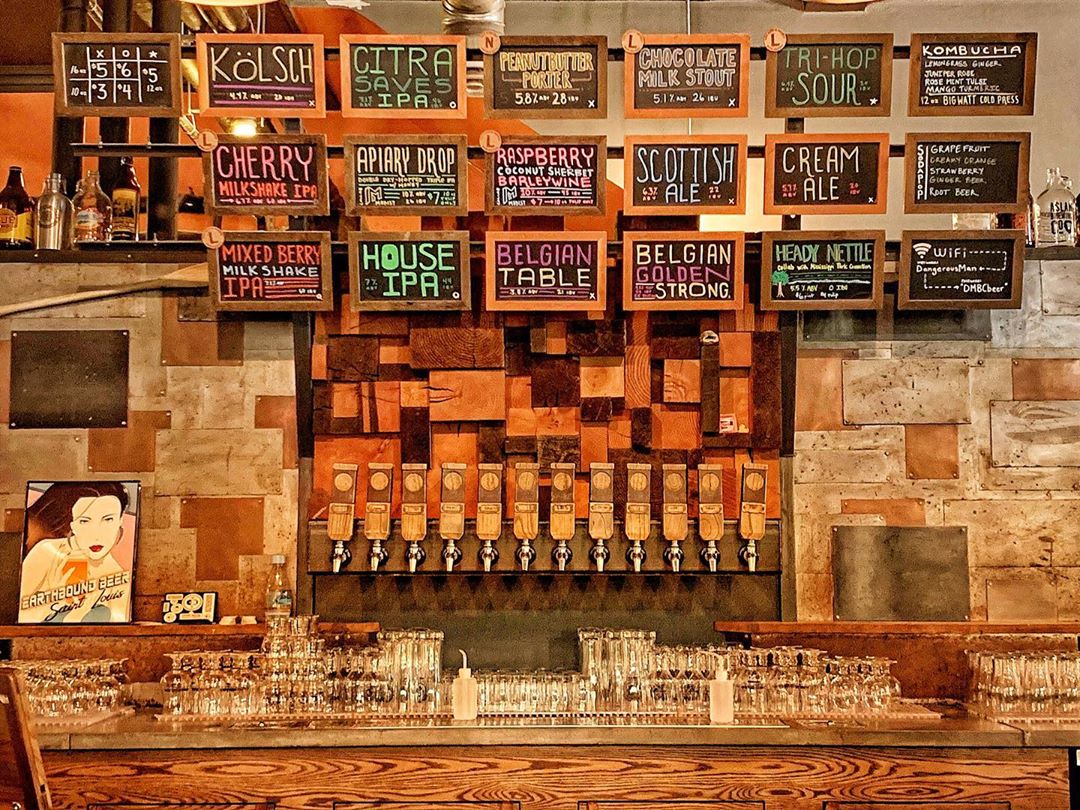 Wall of beers on tap at Dangerous Man Brewery. Photo by Instagram user @dangerousman
