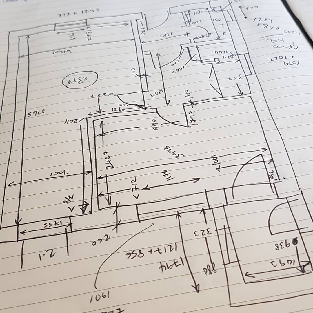 Sketch for a floor plan. Photo by Instagram user @armstrongarchitectural
