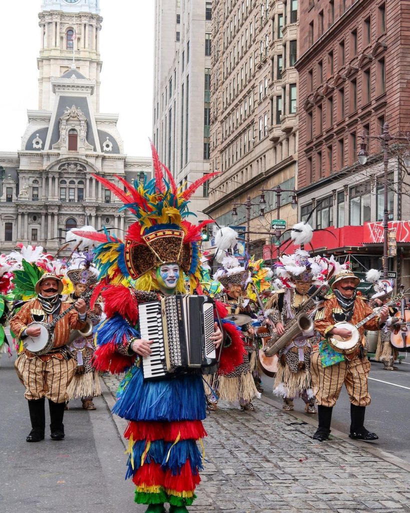 Musicians at Broad Street Mummers Parade. Photo via Instagram user @phillyandbeyond