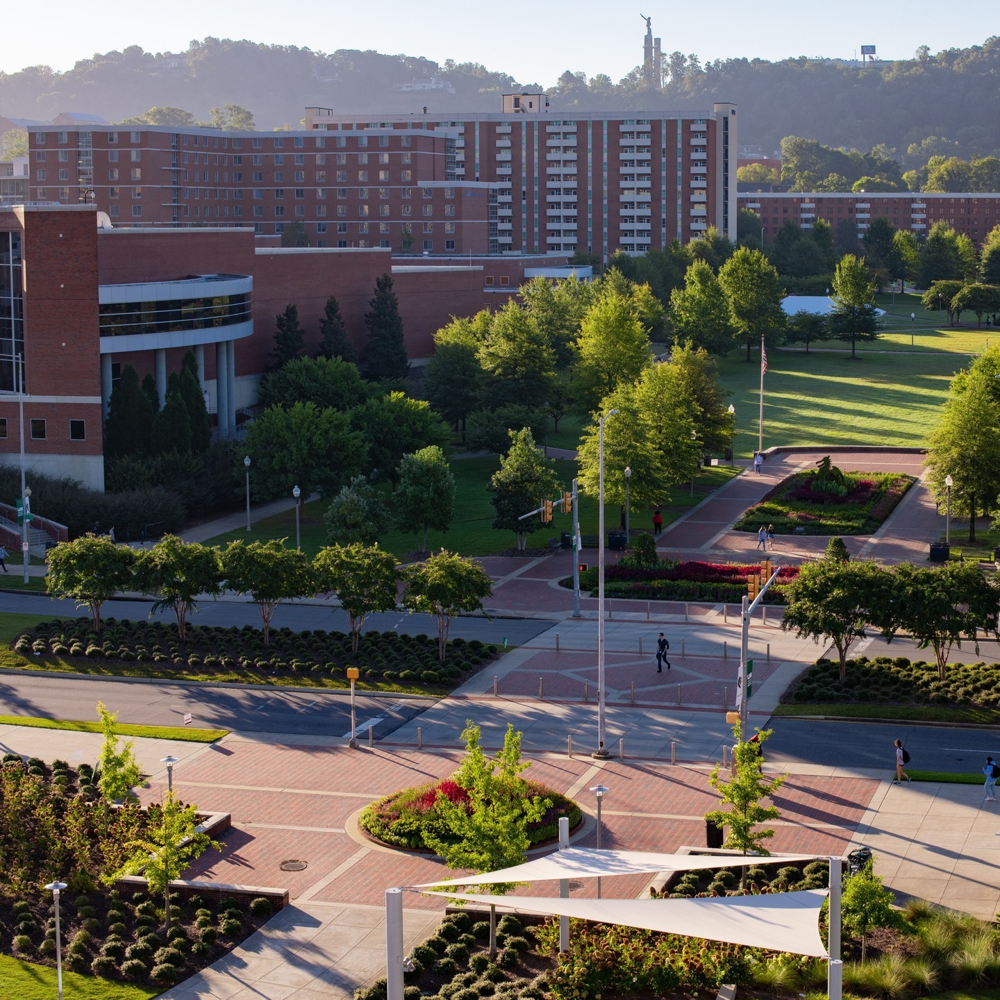 Aerial view of a building on the University of Alabama at Birmingham's campus. Photo by Instagram user @exploreuab.