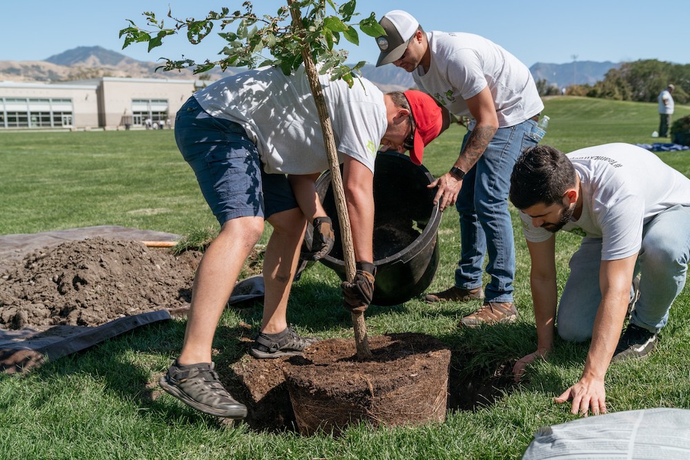 Extra Space Storage team members work to plant trees in Constitution Park, Salt Lake City, UT