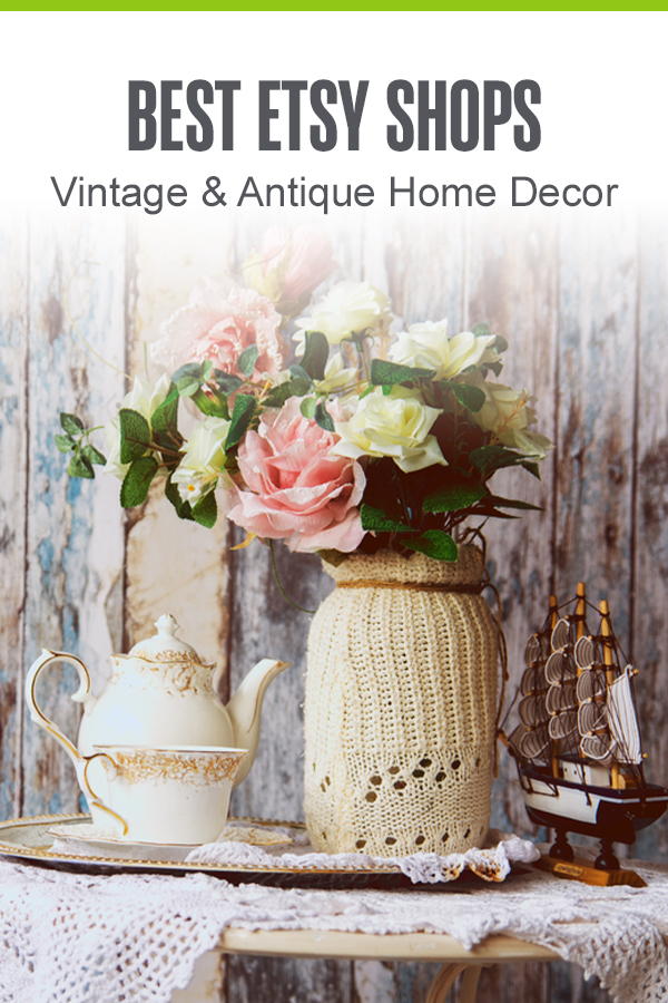 Pinterest Graphic: Best Etsy Shops: Vintage & Antique Home Decor