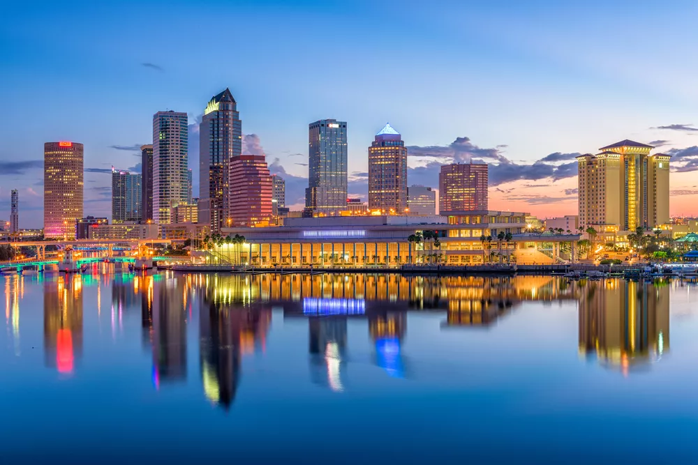 Tampa, FL skyline at night