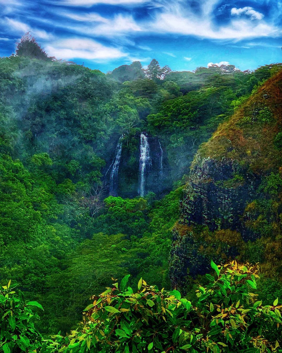 Waterfall inside a rainforest in Kapa'a. Photo by Instagram user@worldfrommycamera_ra