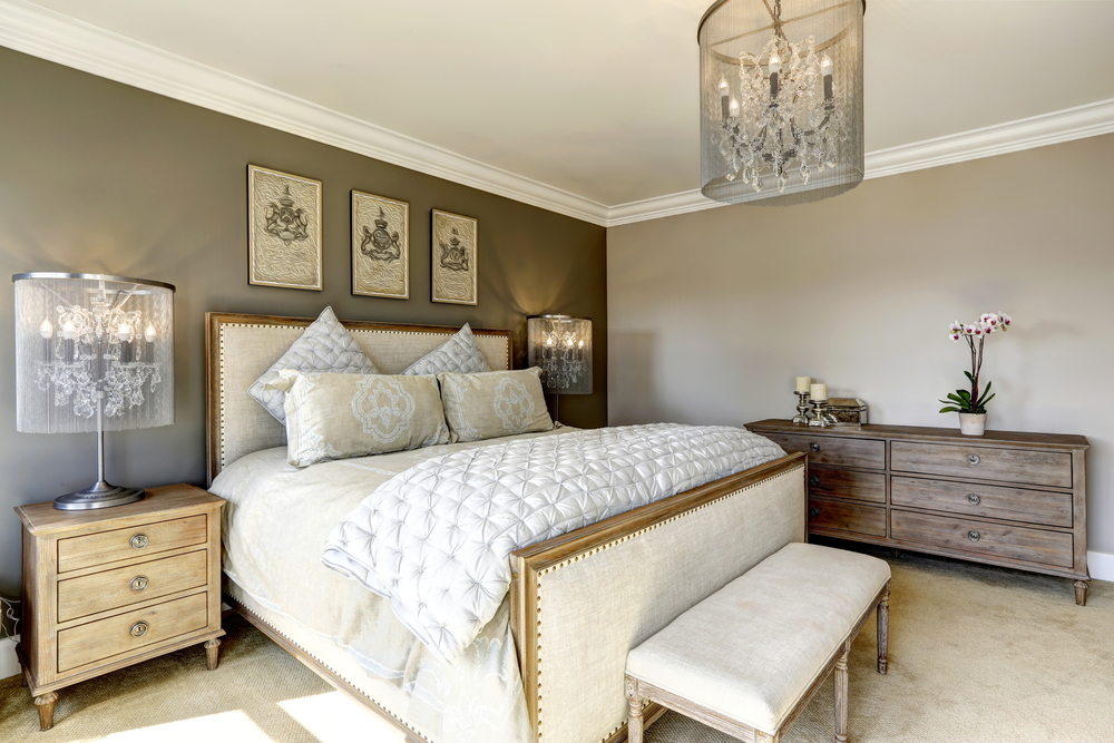 Bedroom with vintage and contemporary decor mixed