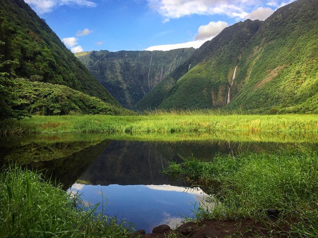 Green valley by water between mountains. Photo by Instagram user @pampuriontherocks