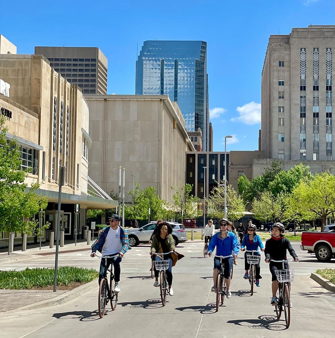Photo of people riding bikes. Photo by Instagram User @rideokc.