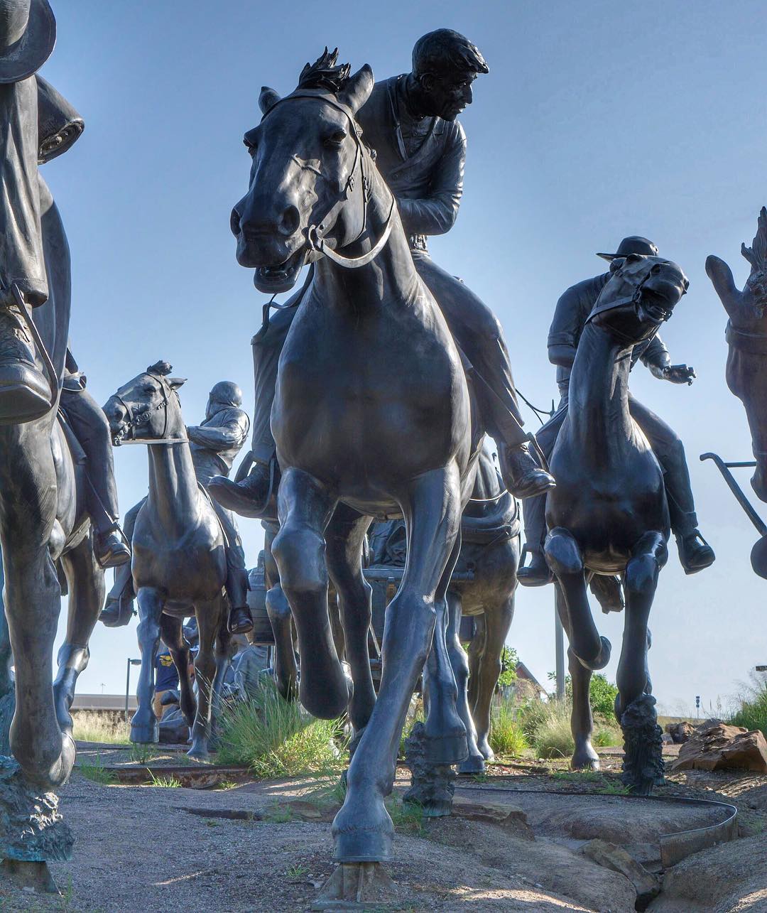 Statues of men on horses. Photo by Instagram user @wbannister