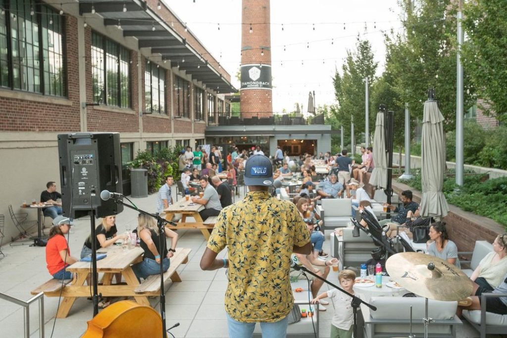 outdoor patio with live music