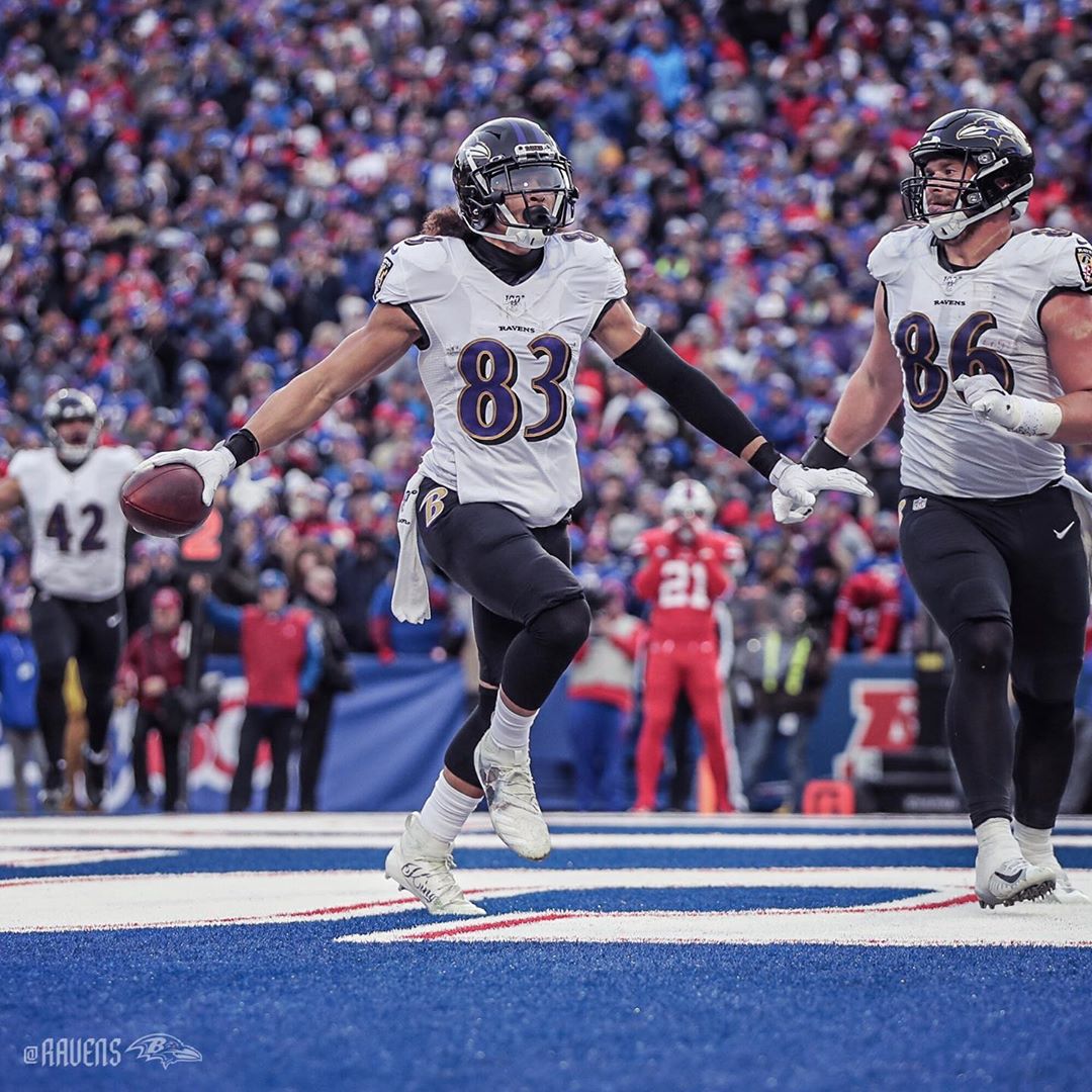 Baltimore Ravens football player getting touchdown. Photo by Instagram user @ravens